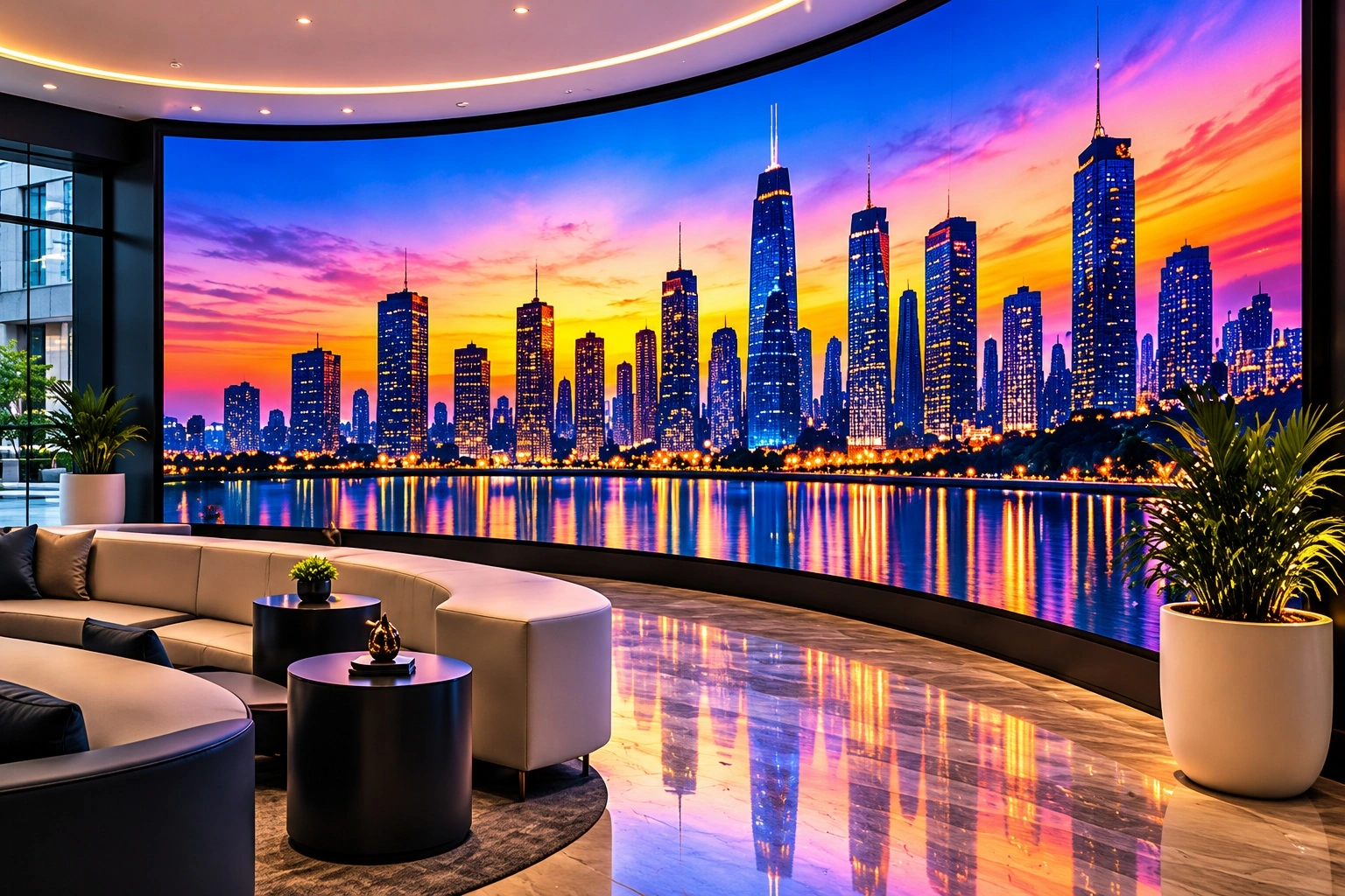Curved architectural LED wall