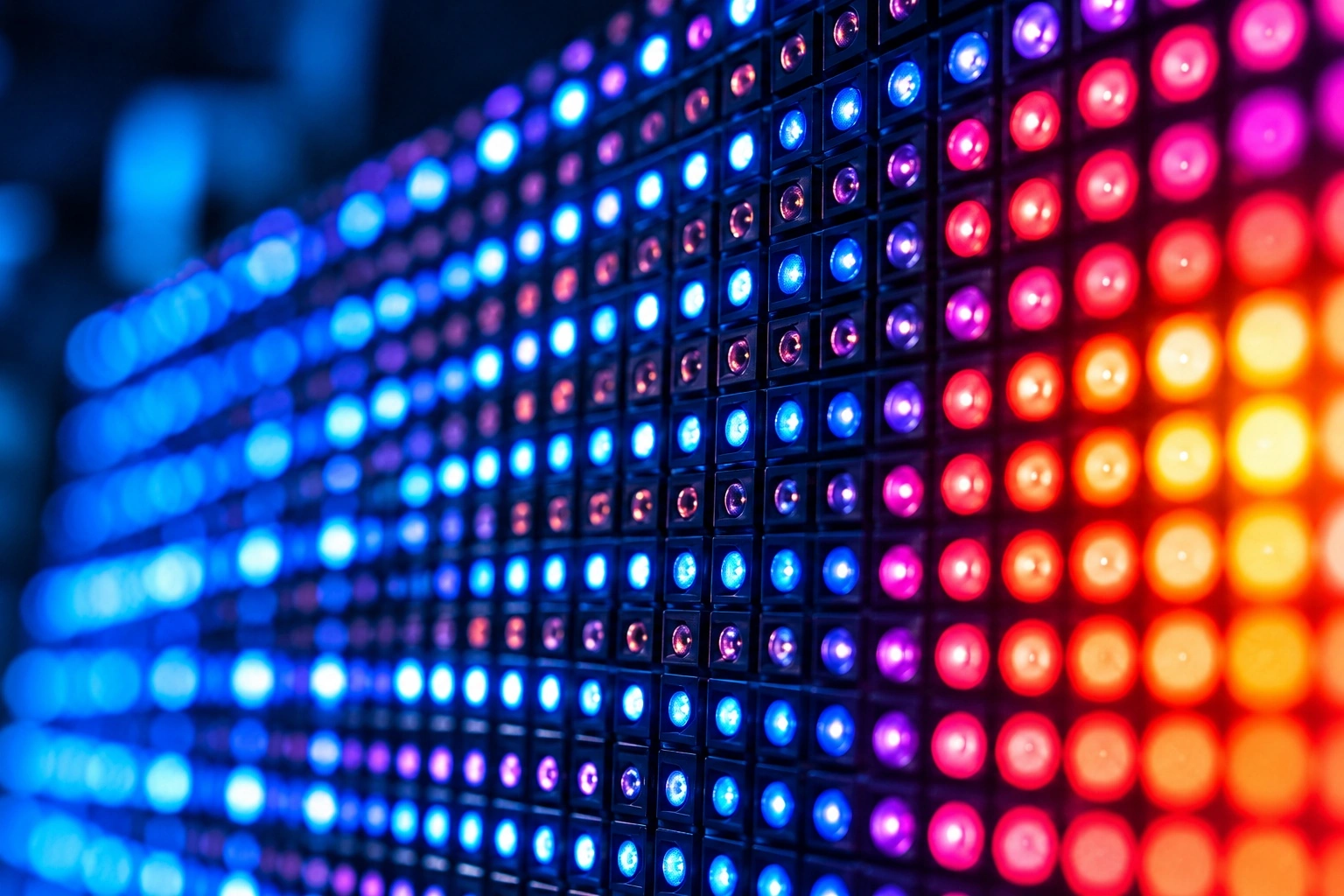 Close-up detail of direct-view LED pixels